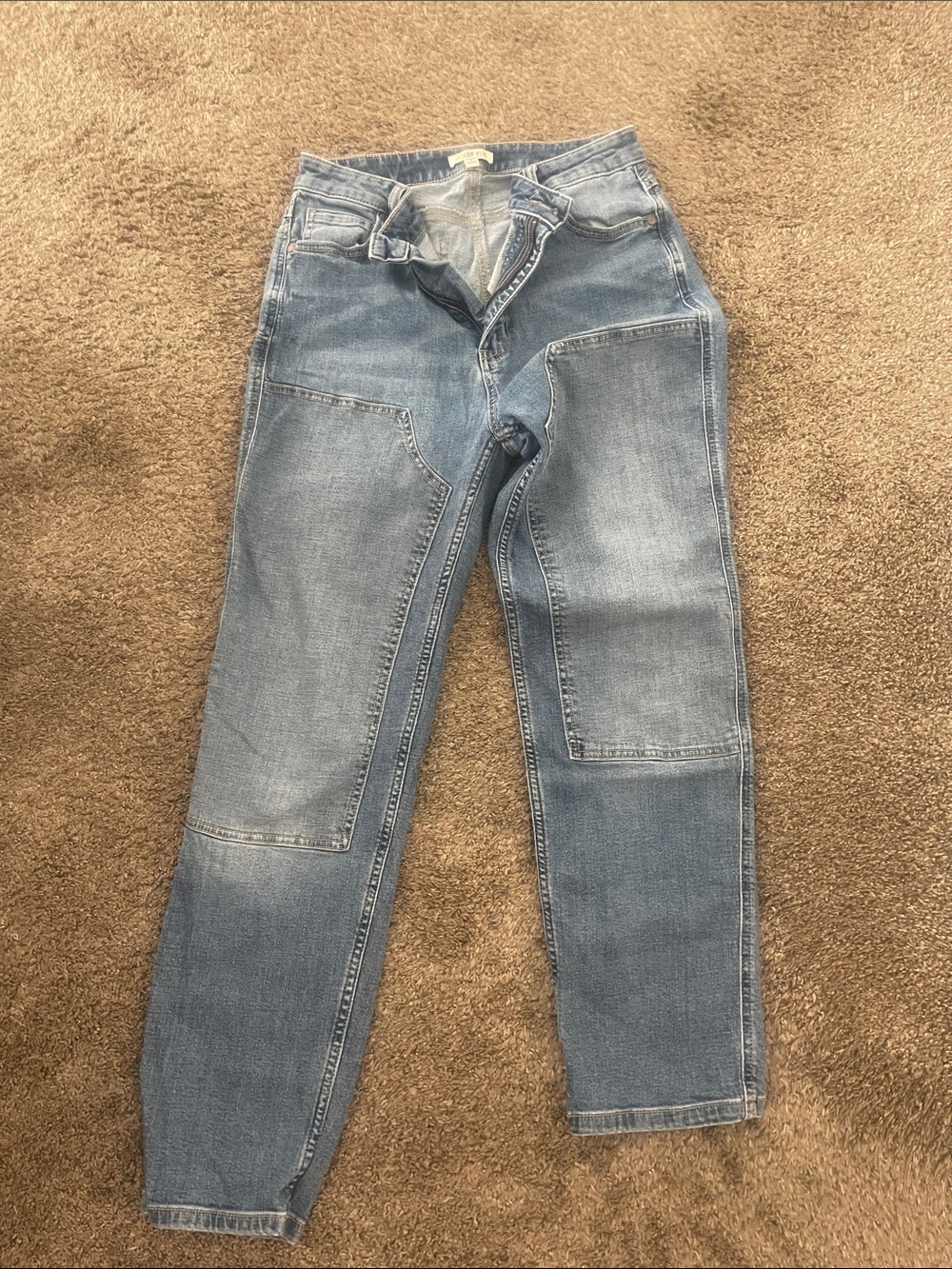 Relaxed Light Blue Patchwork-Panel Jeans for women